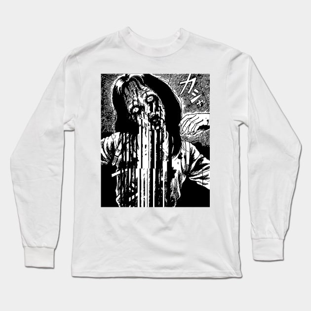 Dead Girl Artwork in Black and White Long Sleeve T-Shirt by DeathAnarchy